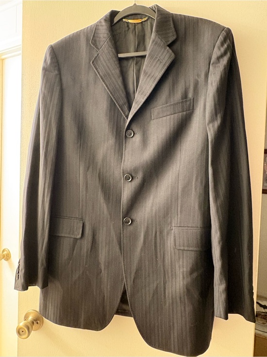 Dolce & Gabbana Other - Dolce & Gabbana Black Virgin Wool Herringbone Blazer Sport Coat Size 52 Italy